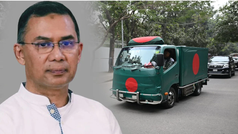 জানাজাস্থলে মাকে নিয়ে যাচ্ছেন তারেক রহমান