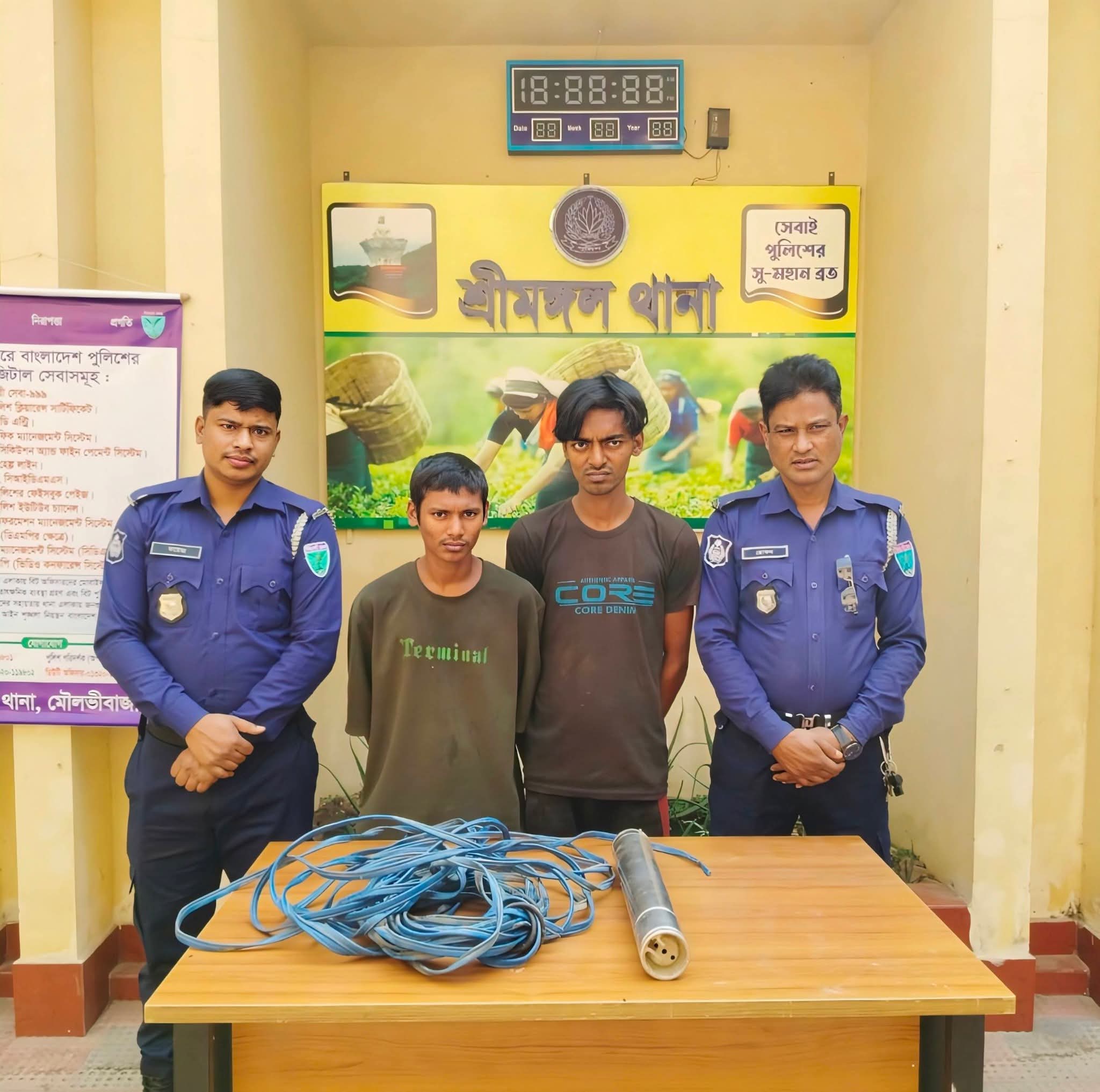 শ্রীমঙ্গলে পুলিশের পৃথক অভিযানে চোরাই মালামালসহ আটক ৬