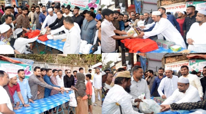 পবিত্র রমজান মাস উপলক্ষে মদিনা মাকের্ট এলাকায় কুরআন শরীফ, তাসবীহ, খাদ্যসামগ্রী ও ইফতার বিতরণ